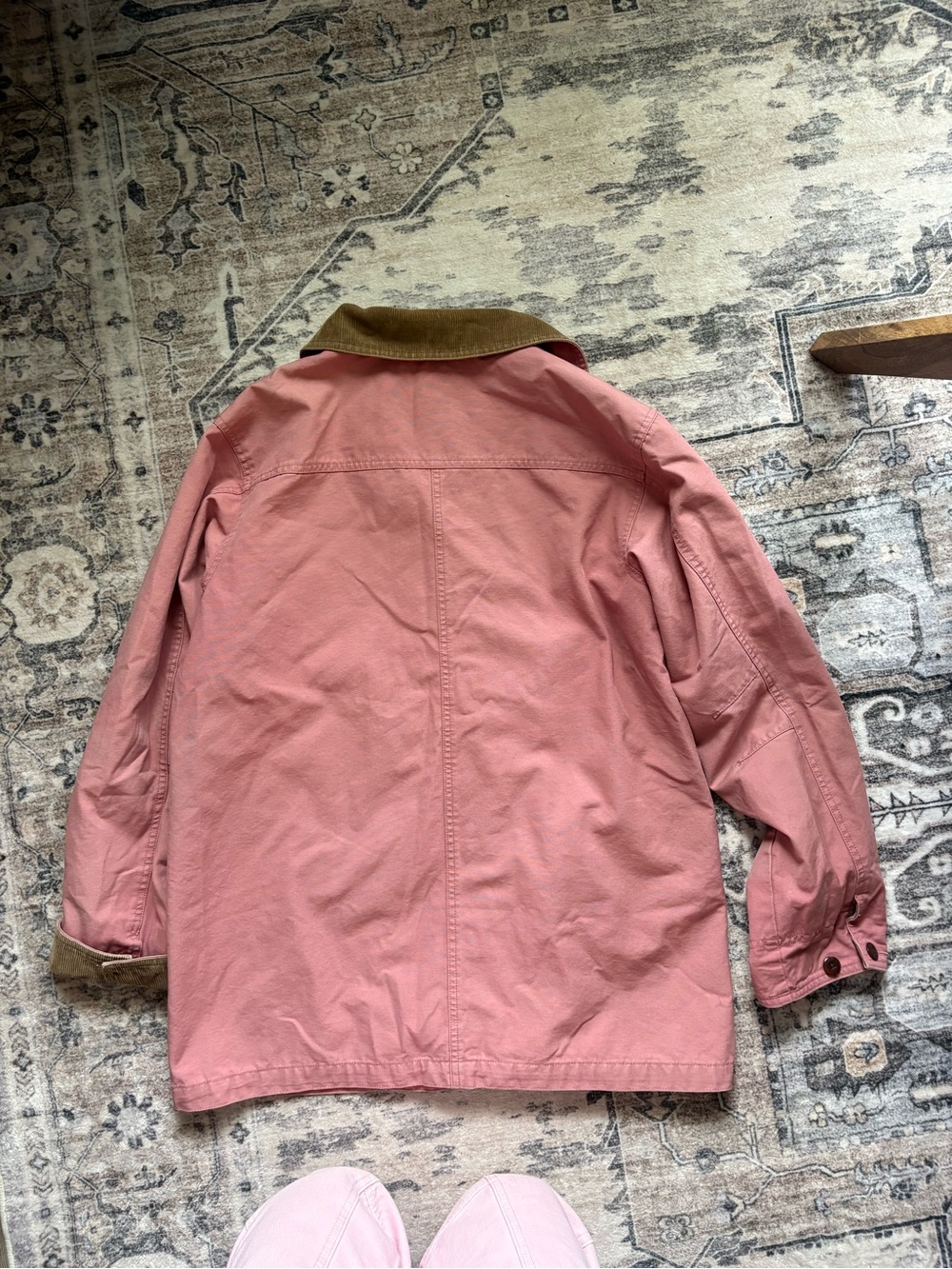 Vintage 90s LL BEAN barn chore coat in baby pink brown corduroy sz M 100% cotton - Picture 13 of 16